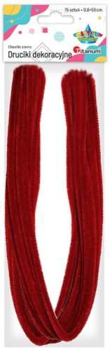 Druciki kreatywne Titanum Craft-Fun Series, 500mm, 15 sztuk, czerwone