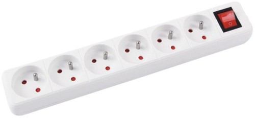 Przedłużacz Office Products, 6 gniazdek, 3m, z wyłącznikiem