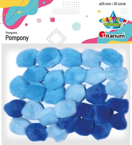 Pompony Titanum Craft-Fun Series akrylowe niebieskie, 30 sztuk