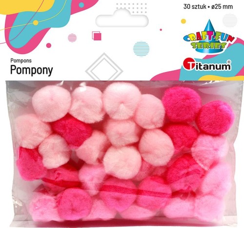 Pompony Titanum Craft-Fun Series, różowe, 30 sztuk