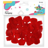 Pompony Titanum Craft-Fun Series akrylowe czerwone, 30 sztuk