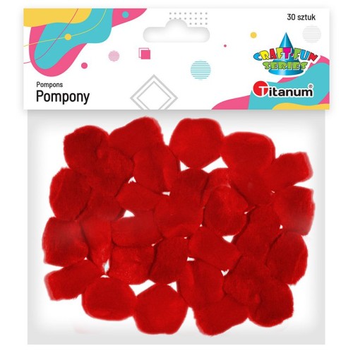 Pompony Titanum Craft-Fun Series akrylowe czerwone, 30 sztuk