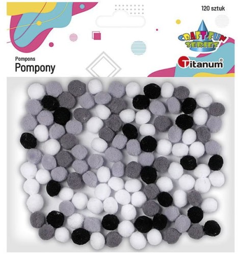 Pompony Titanum Craft-Fun Series poliestrowe szary 120 sztuk