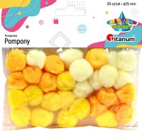 Pompony Titanum Craft-Fun Series akrylowe żółte, 30 sztuk