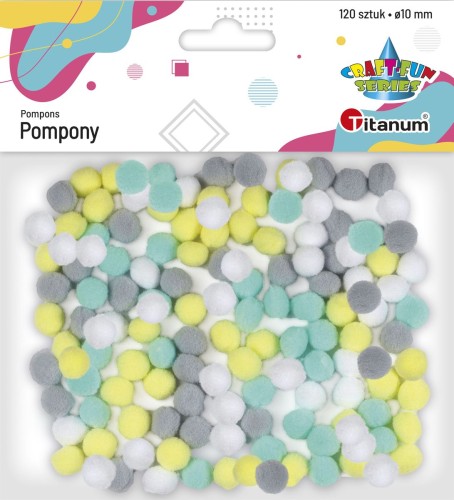 Pompony Titanum Craft-Fun Series poliestrowe pastelowe, 120 sztuk