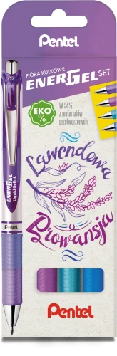Pióro kulkowe automatyczne Pentel BL77, Lawendowa Prowansja, 4 sztuki