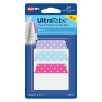 Zakładki indeksujące Avery, 50,8x38,1mm, 24 sztuki, pastelowe kropki