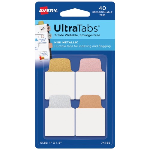 Zakładki indeksujące Avery , 25,4x38,1 mm, 40 sztuk, metaliczne