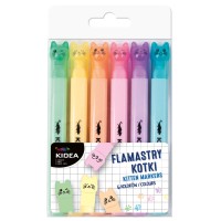 Flamastry Kidea Kotki, 6 kolorów pastelowych