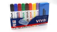 Marker suchościeralny VIVA, 8 kolorów z gąbką