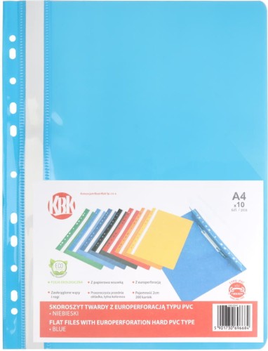 Skoroszyt plastikowy wpinany KBK A-4, jasnoniebieski