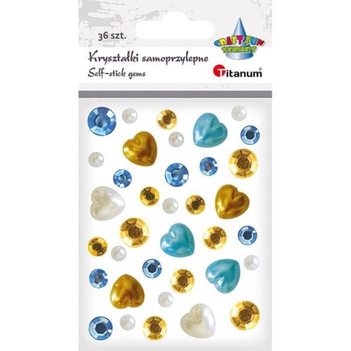 Kryształki Titanum Craft Series samoprzylepne, 36 sztuk, mix