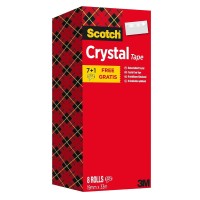 Taśma klejąca Scotch Crystal Clear 19mm x 33m, przezroczysta, zestaw 8 rolek