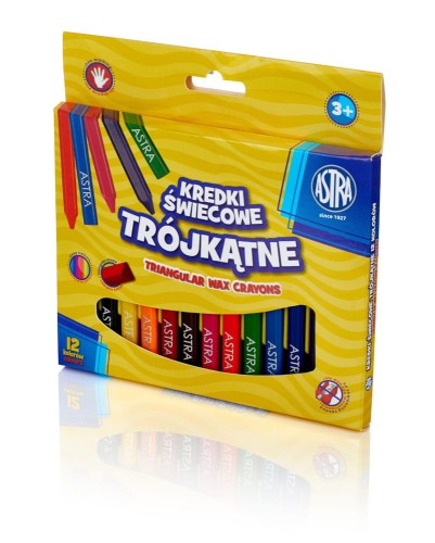 Kredki świecowe Astra trójkątne 12 kolorów