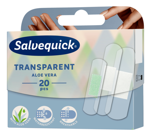 Plastry Salvequick Transparent Aloe Vera, 20 sztuk