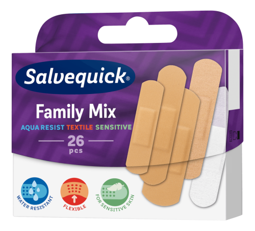 Plastry Salvequick Family Mix, 26 sztuk
