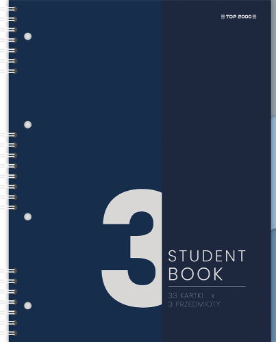 Kołonotatnik TOP-2000 Student Book, A-4, 100 kartek, kratka, kolorowe registry 