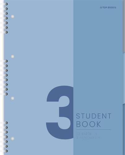 Kołonotatnik TOP-2000 Student Book, B-5, 100 kartek, kratka, kolorowe registry 