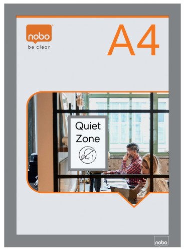 Ramka informacyjna NOBO magnetyczna samoprzylepna A-4, srebrna, 2 sztuki