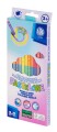 Kredki ołówkowe trójkątne Astra pastelowe dwustronne 24 kolory + temperówka
