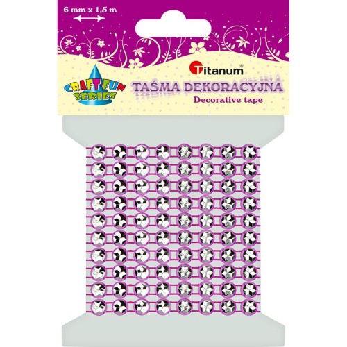 Taśma ozdobna Titanum Craft-Fun Series z kryształkami 6mm fioletowa 1,5m