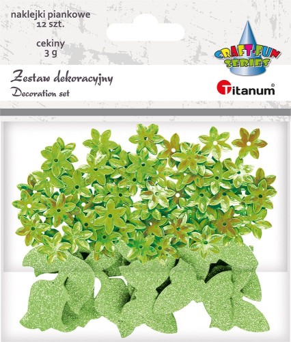 Zestaw dekoracyjny Titanum Craft-Fun Series cekiny + naklejki, jasnozielony