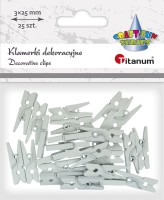 Klamerki drewniane Titanum Craft-Fun Series białe, 24 sztuki