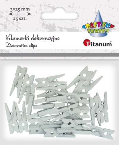 Klamerki drewniane Titanum Craft-Fun Series białe, 24 sztuki