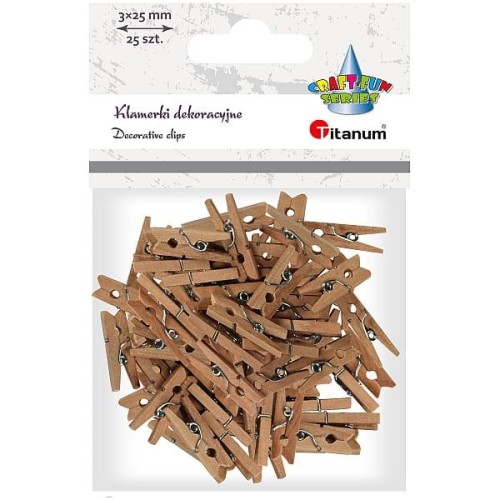 Klamerki drewniane Titanum Craft-Fun Series naturalne, 24 sztuki