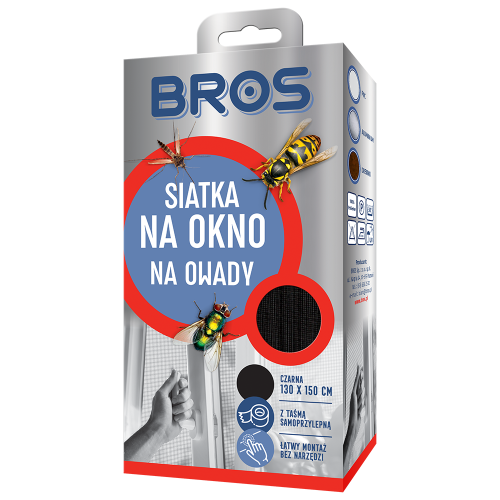 BROS Siatka na okno czarna 130x150cm