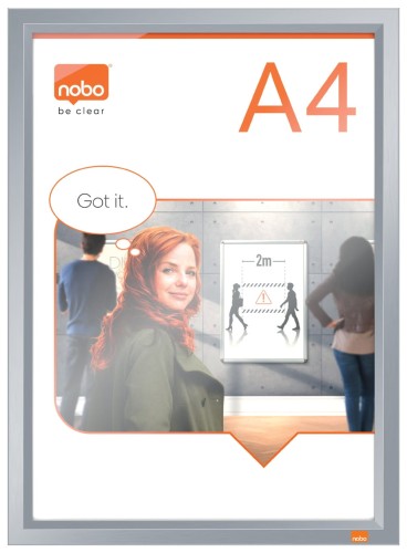 Ramka zatrzaskowa Nobo Impression Pro na plakat A4, ze srebrnym obramowaniem
