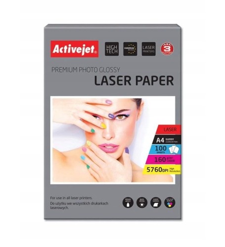 Papier fotograficzny Activejet A-4, 160g, 100 arkuszy, błyszczący