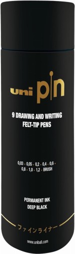 Cienkopis kreślarski UNI PIN-200 w tubie, 9 sztuk