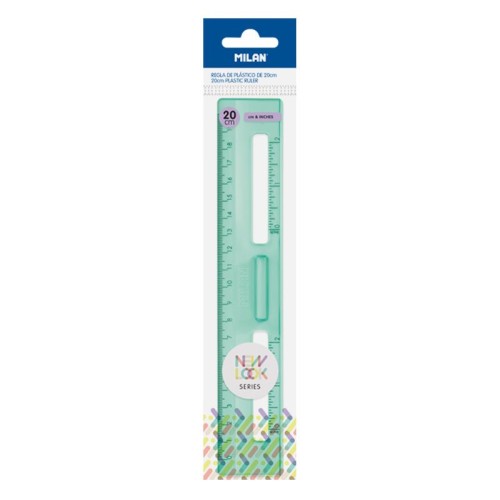 Linijka plastikowa Milan New Look 20 cm, z uchwytem