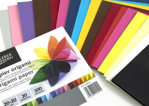 Papier do origami, kółka 10cm, 100 arkuszy - Zestaw kolorowych arkuszy do składania