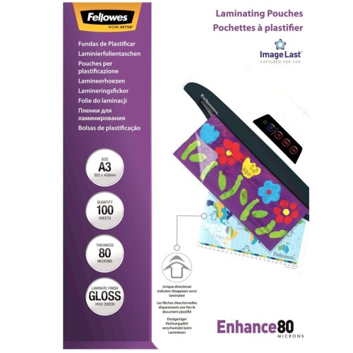 Folia do laminowania Fellowes PREMIUM ImageLast™ A-3, 80 μm, 100 sztuk