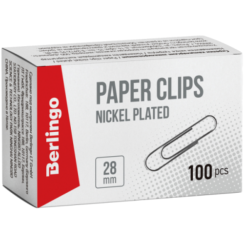 Spinacz Berlingo 28 mm, 100 sztuk, okrągły