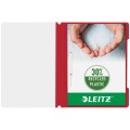 Skoroszyt plastikowy Leitz A-4, w 30% z przedużytkowego tworzywa z odzysku, czerwony