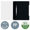 Skoroszyt plastikowy Leitz A-4, w 30% z przedużytkowego tworzywa z odzysku, czarny