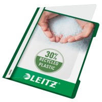Skoroszyt plastikowy Leitz A-4, w 30% z przedużytkowego tworzywa z odzysku, zielony