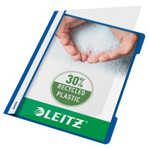 Skoroszyt plastikowy Leitz A-4, w 30% z przedużytkowego tworzywa z odzysku, niebieski