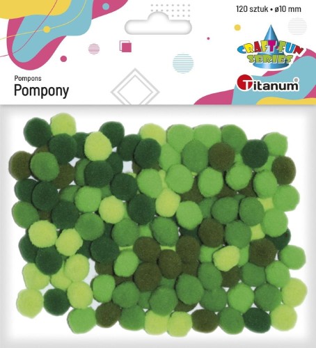 Pompony Titanum Craft-Fun Series poliestrowe zielone, 120 sztuk