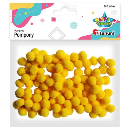 Pompony Titanum Craft-Fun Series poliestrowe żółte 120 sztuk