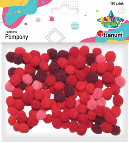 Pompony Titanum Craft-Fun Series poliestrowe czerwone 120 sztuk