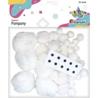 Pompony Titanum Craft-Fun Series akrylowe białe, 45 sztuk
