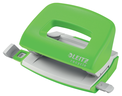 Dziurkacz mini Leitz NeXXt Recycle do 10 kartek, zielony