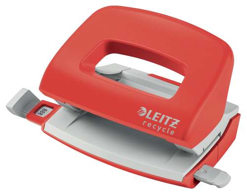 Dziurkacz mini Leitz NeXXt Recycle do 10 kartek, czerwony