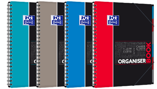 Kołonotatnik Oxford Student, A-4+, PP, 80 kartek kratka, 6 przekładek z gumką