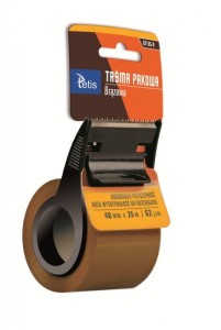 Taśma pakowa Tetis 48mmx25m brązowa z dyspenserem