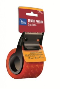 Taśma pakowa Tetis 48mmx25m, transparentna z dyspenserem